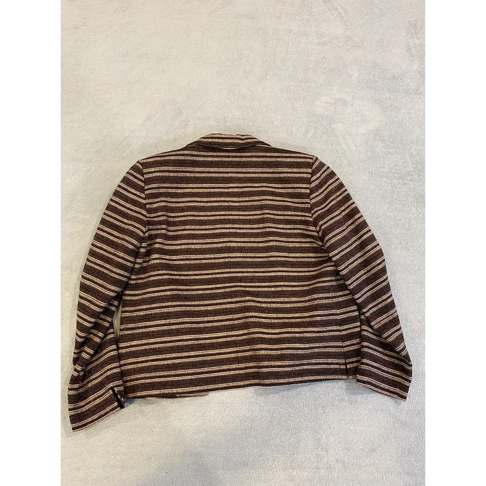 Ann May Womens Blazer Jacket Size M 100% Woven Silk Brown Bronze Open‎ Front
